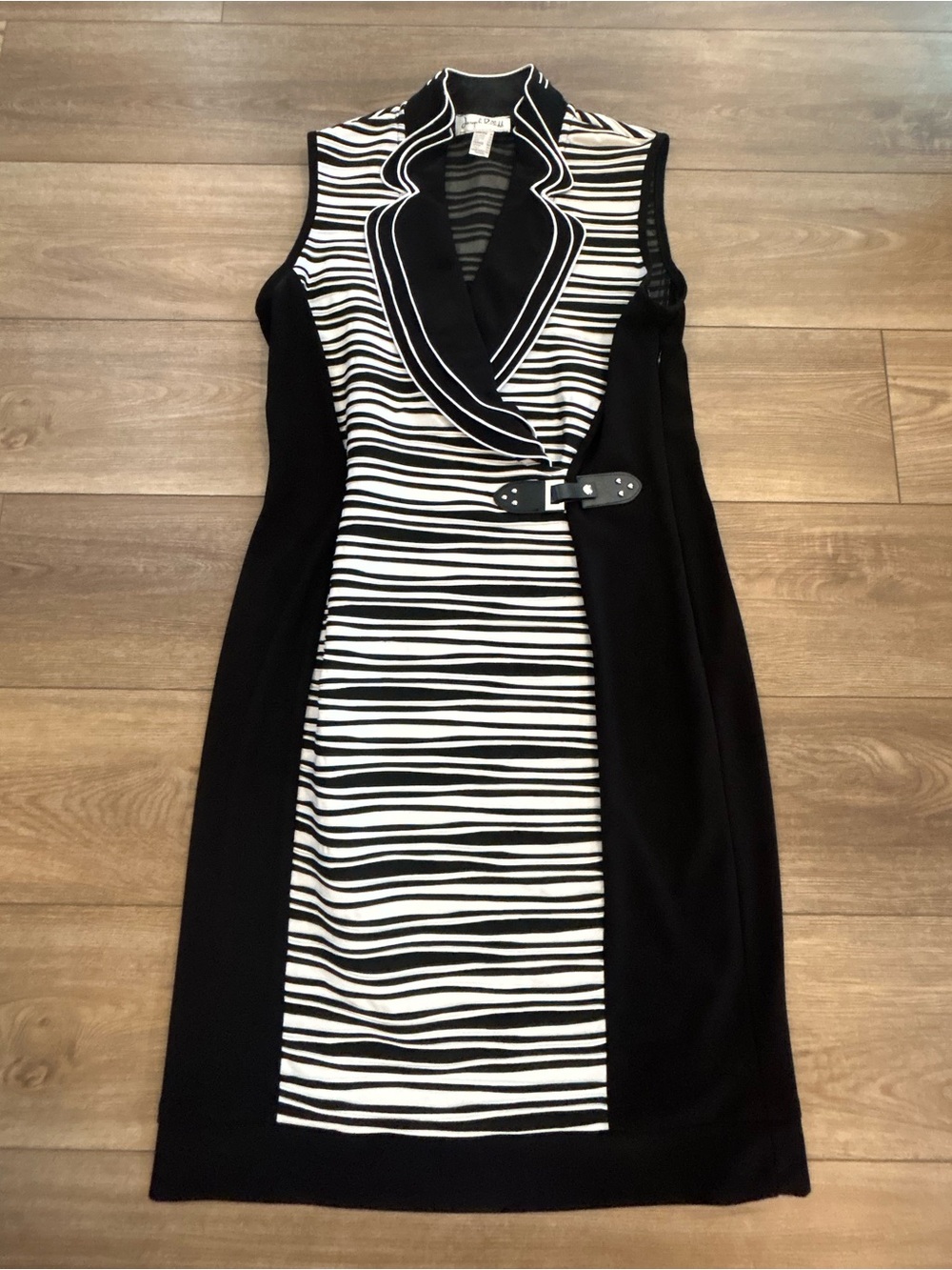 Joseph Ribkoff Zebra Stripe Buckle Sheath Dress Size 14